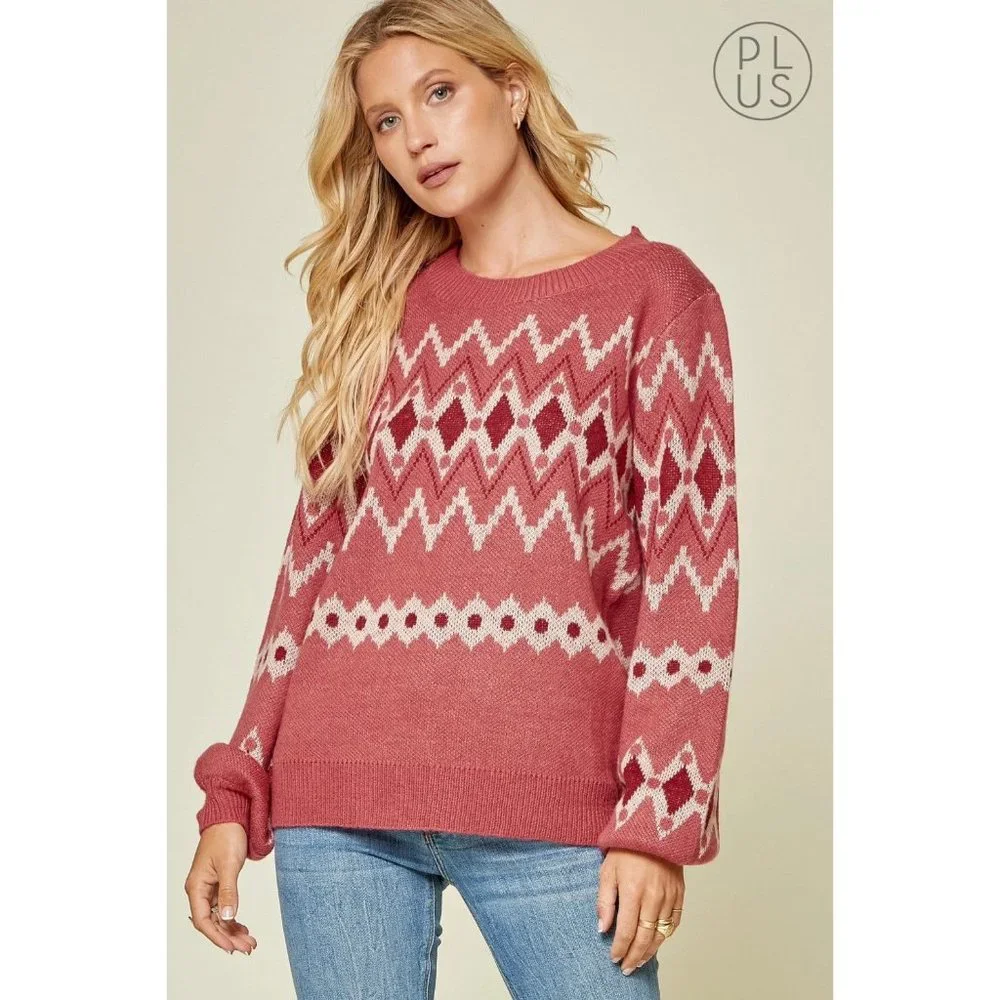 Andree By Unit Geometric Sweater, Marsala NWT - Picture 2 of 6